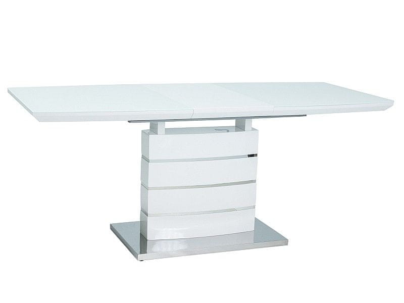 Signal Rozkladací jedálenský stôl biely lak LEONARDO 140 cm (180 cm) x 80 cm